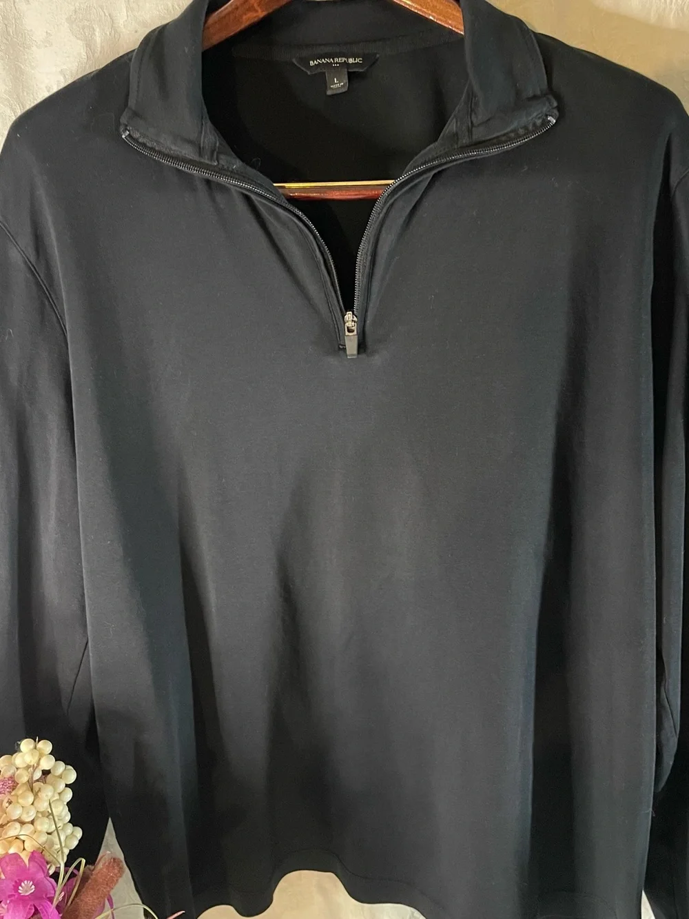 Banana Republic Men's/Womens Black Quarter-Zip Pullover Size-L